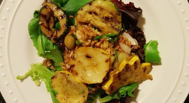 grilled summer squash - salad - farro - summer salad - grilling - salad recipe - recipe - squash - healthy eating