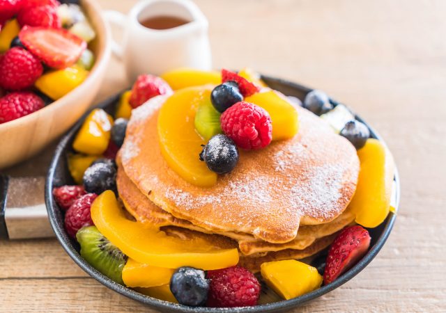 organic pancakes - fresh fruit - pancakes - sunday morning - ritual - breakfast - organic fruit - local honey - organic yogurt - healthy breakfast
