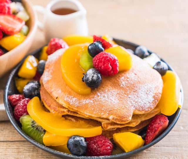 organic pancakes - fresh fruit - pancakes - sunday morning - ritual - breakfast - organic fruit - local honey - organic yogurt - healthy breakfast
